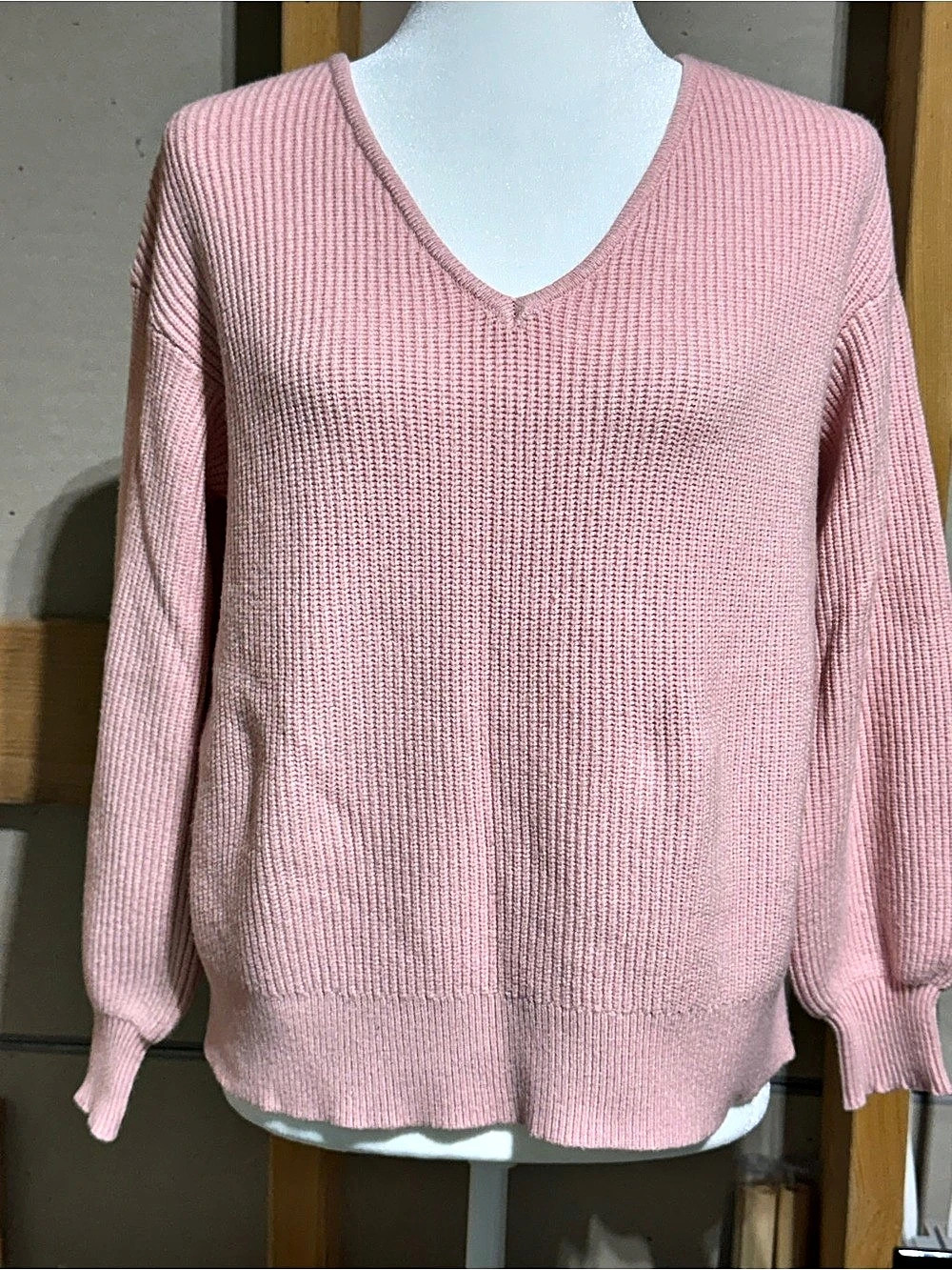 Pink V-Neck Tie-Back Sweater Size Medium